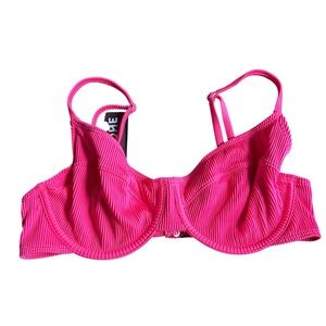One One Pink Neon Underwire Swim Bra Size Large NEW